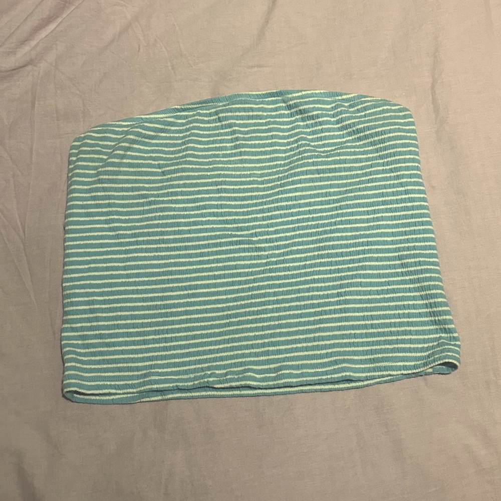 Striped ribbed tube top